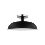 Colony 15" Flush Mount, Matte Black / Polished Nickel Finish