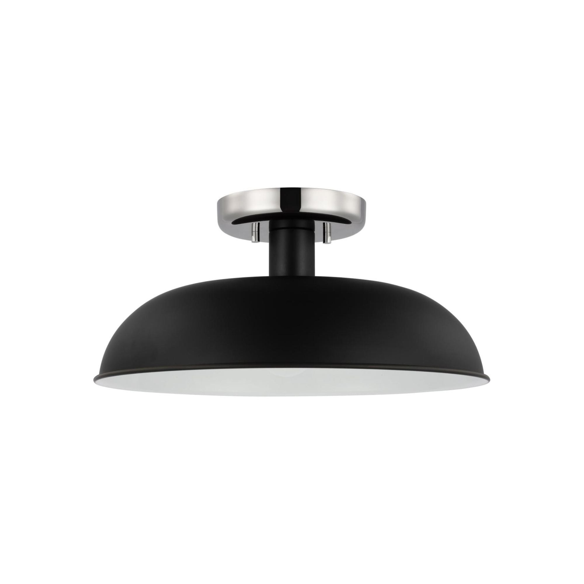 Colony 15" Flush Mount, Matte Black / Polished Nickel Finish