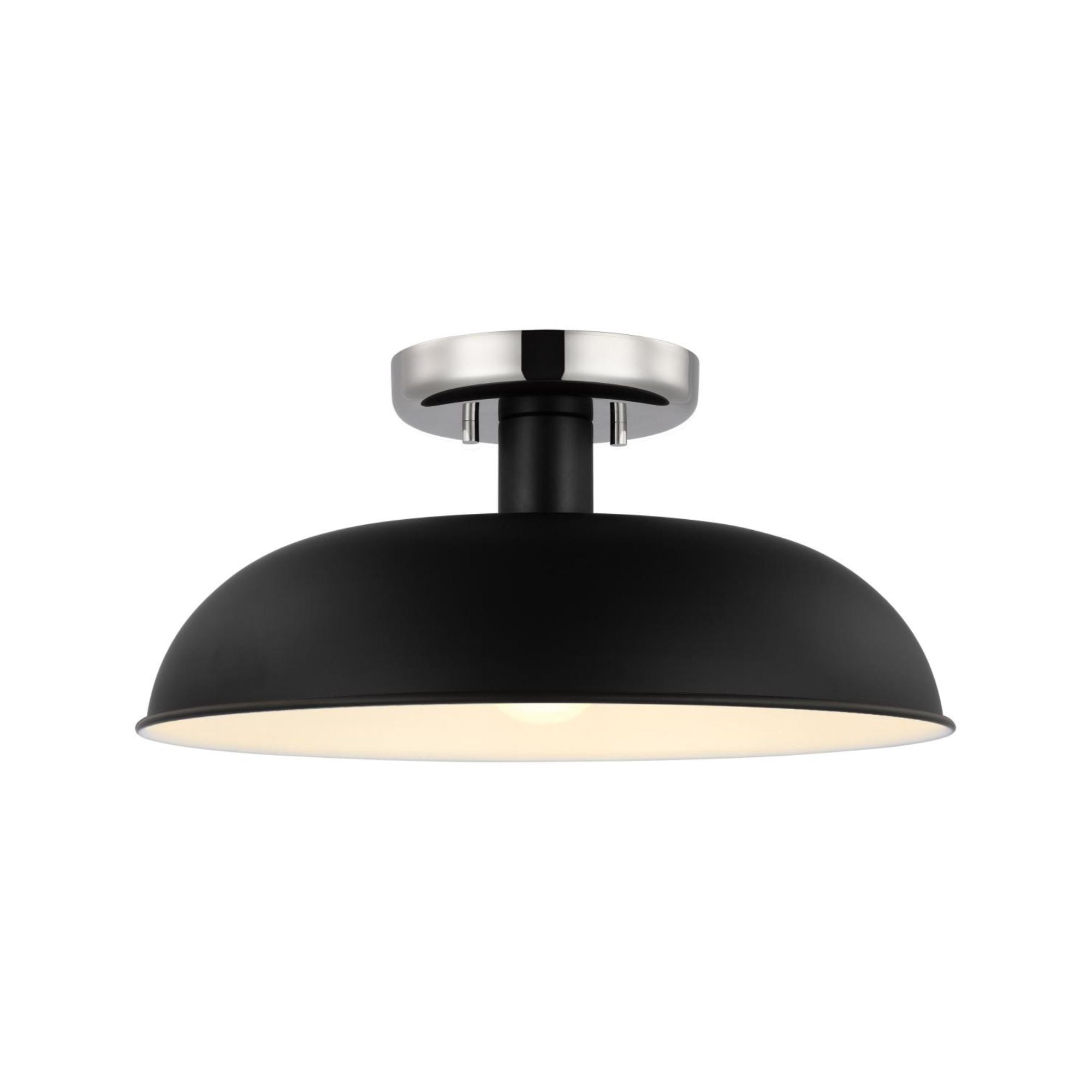 Colony 15" Flush Mount, Matte Black / Polished Nickel Finish
