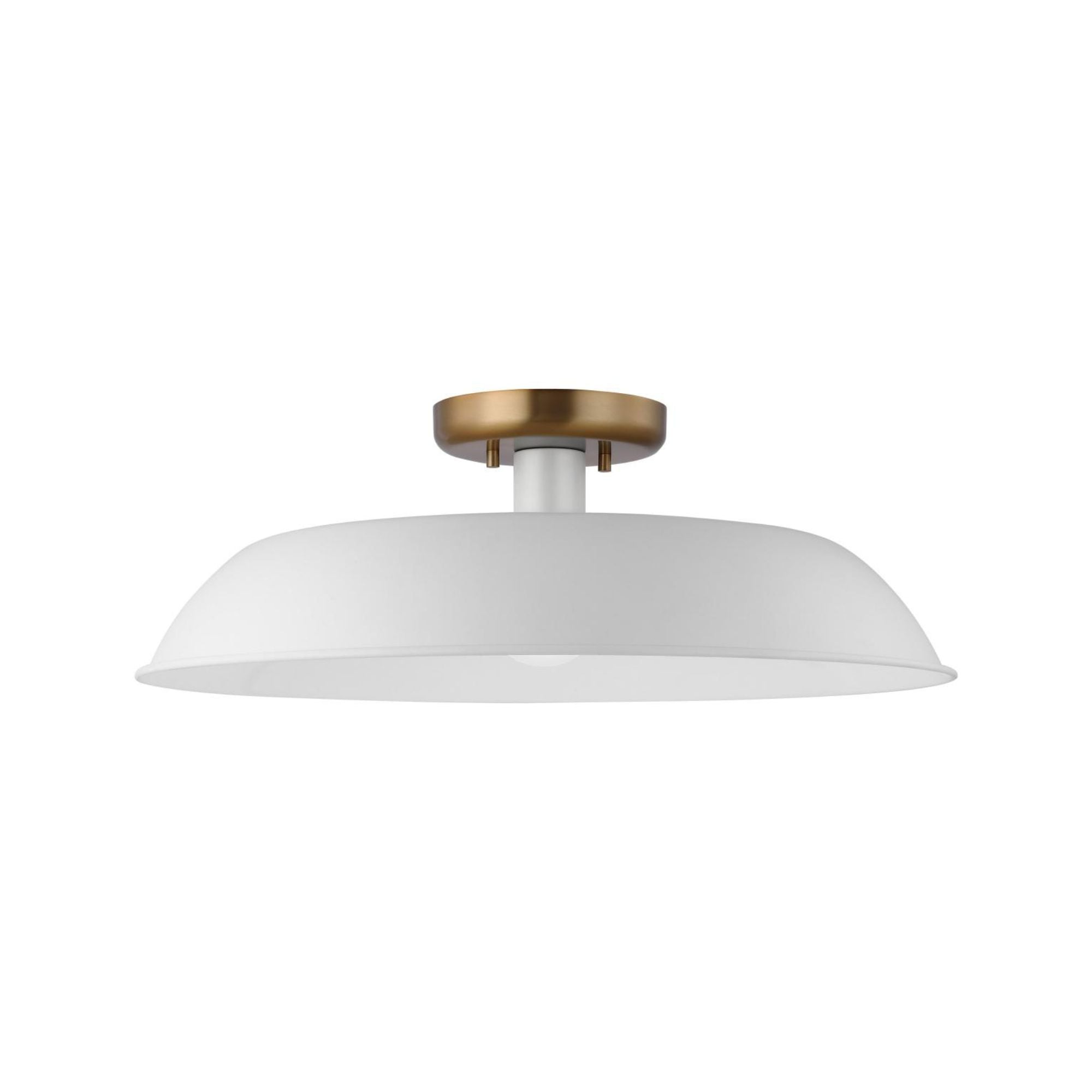 Colony 20" Flush Mount, Matte White / Burnished Brass Finish