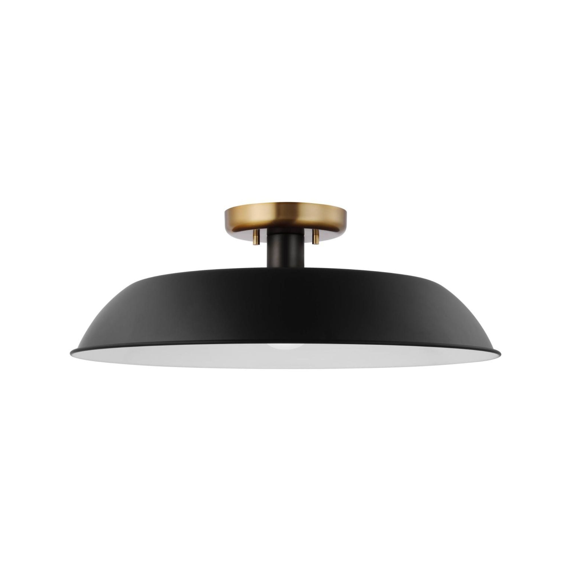 Colony 20" Flush Mount, Matte Black / Burnished Brass Finish