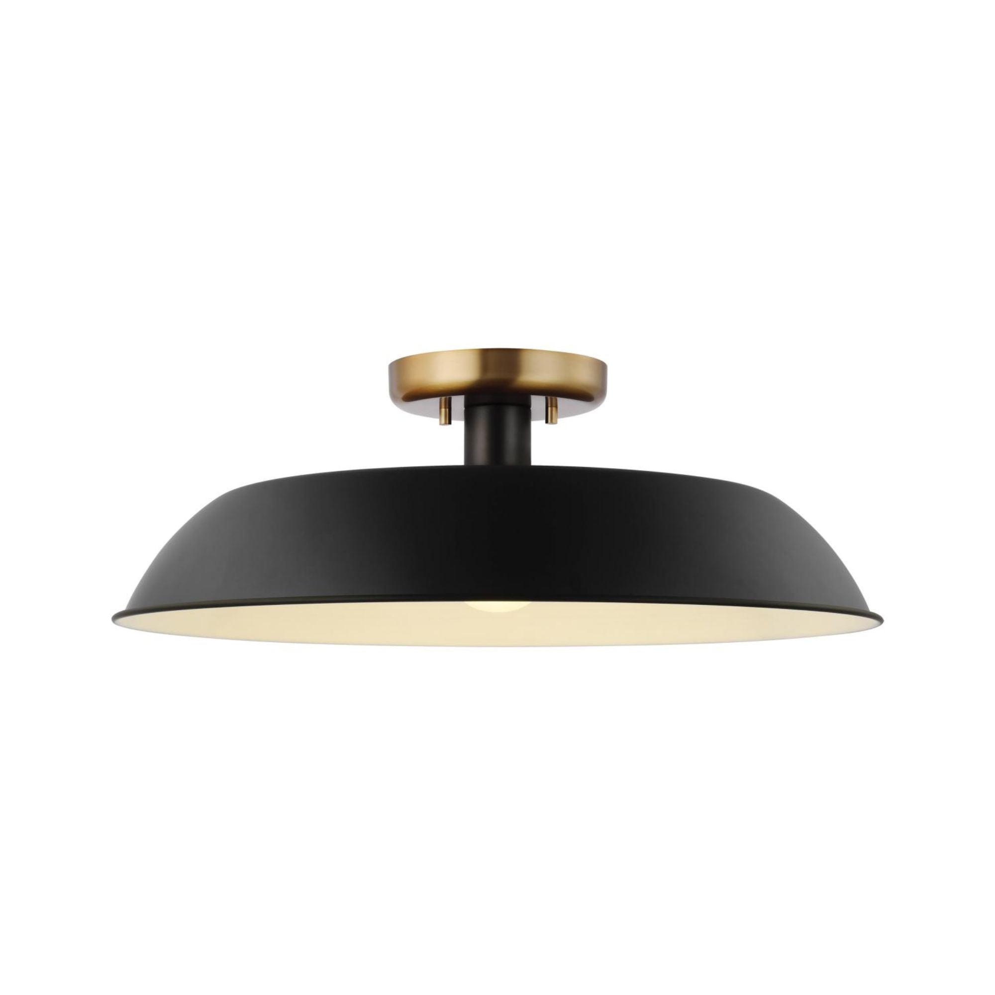 Colony 20" Flush Mount, Matte Black / Burnished Brass Finish