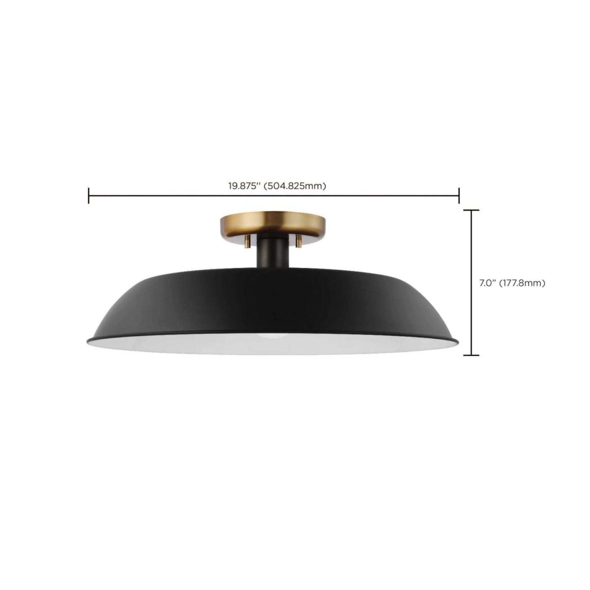 Colony 20" Flush Mount, Matte Black / Burnished Brass Finish