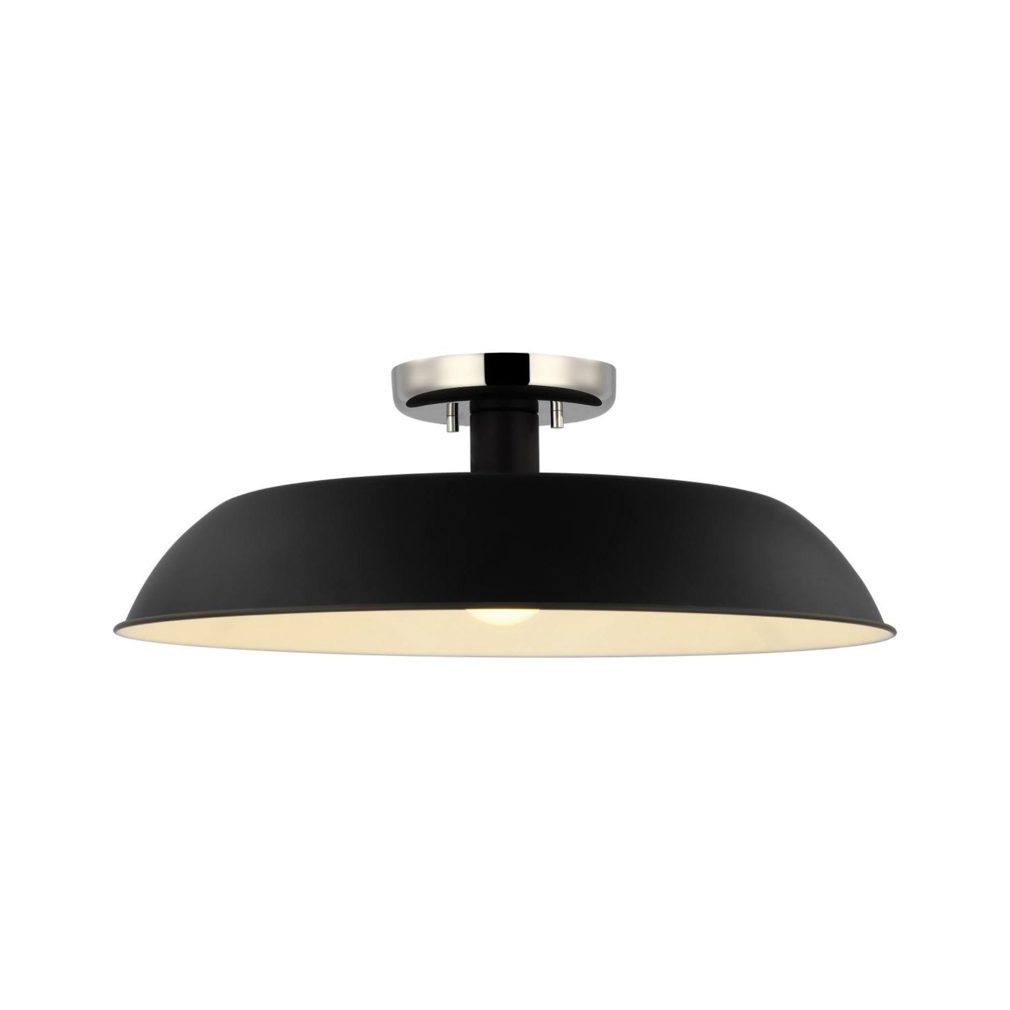 Colony 20" Flush Mount, Matte Black / Polished Nickel Finish