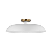 Colony 24" Flush Mount, Matte White / Burnished Brass Finish