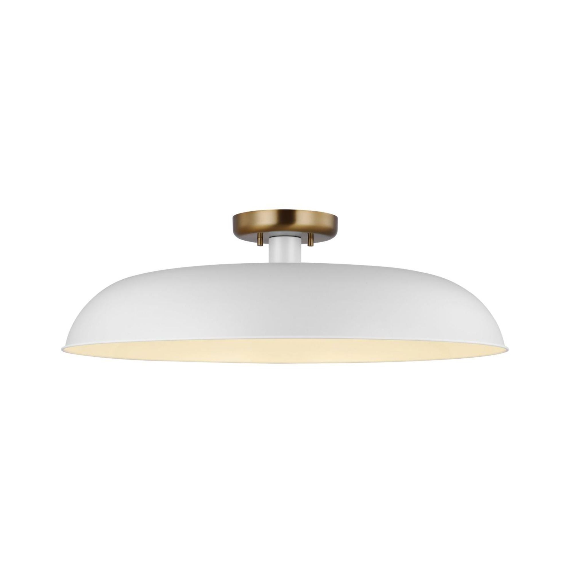 Colony 24" Flush Mount, Matte White / Burnished Brass Finish