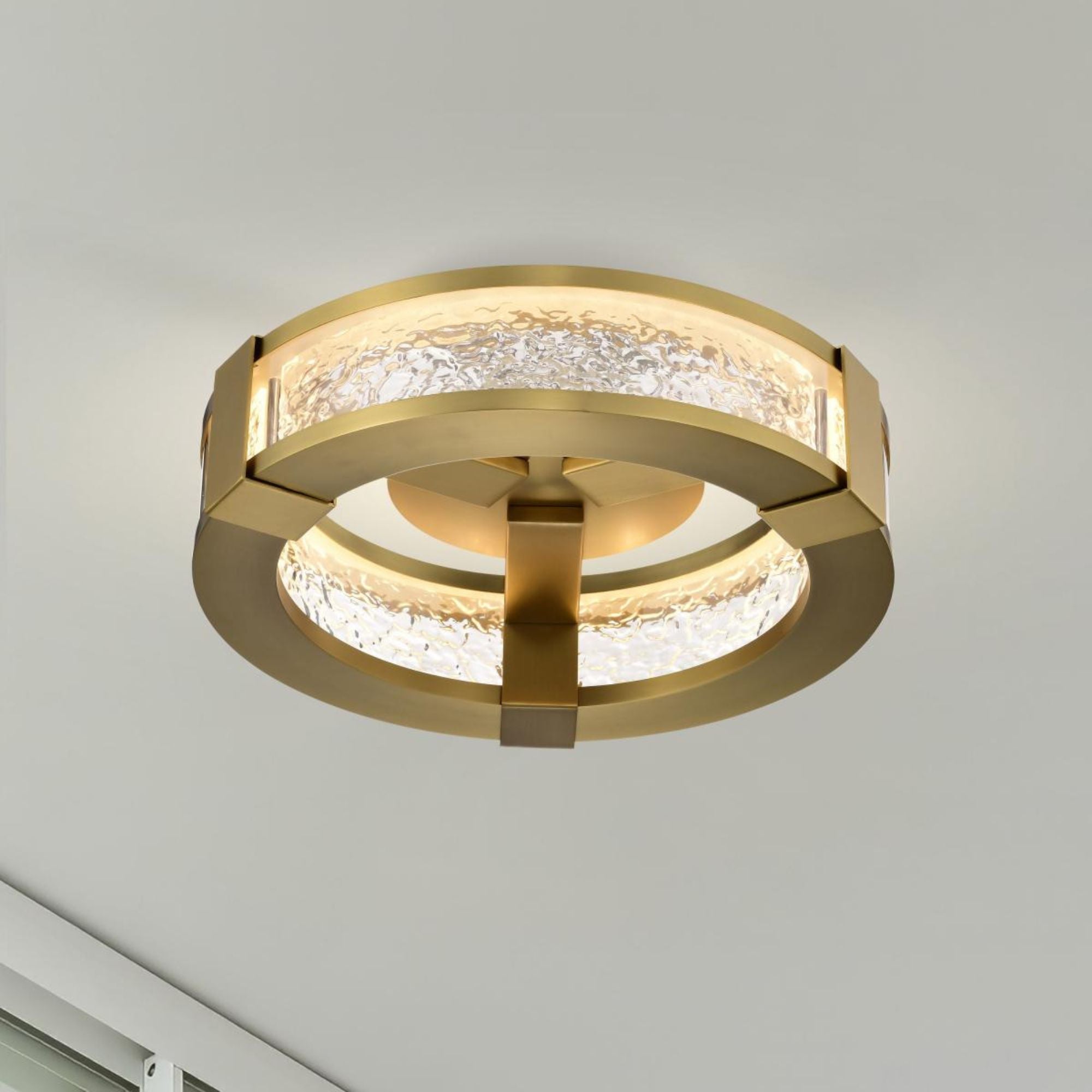 Darrow 13" LED Flush Mount, Vintage Brass Finish