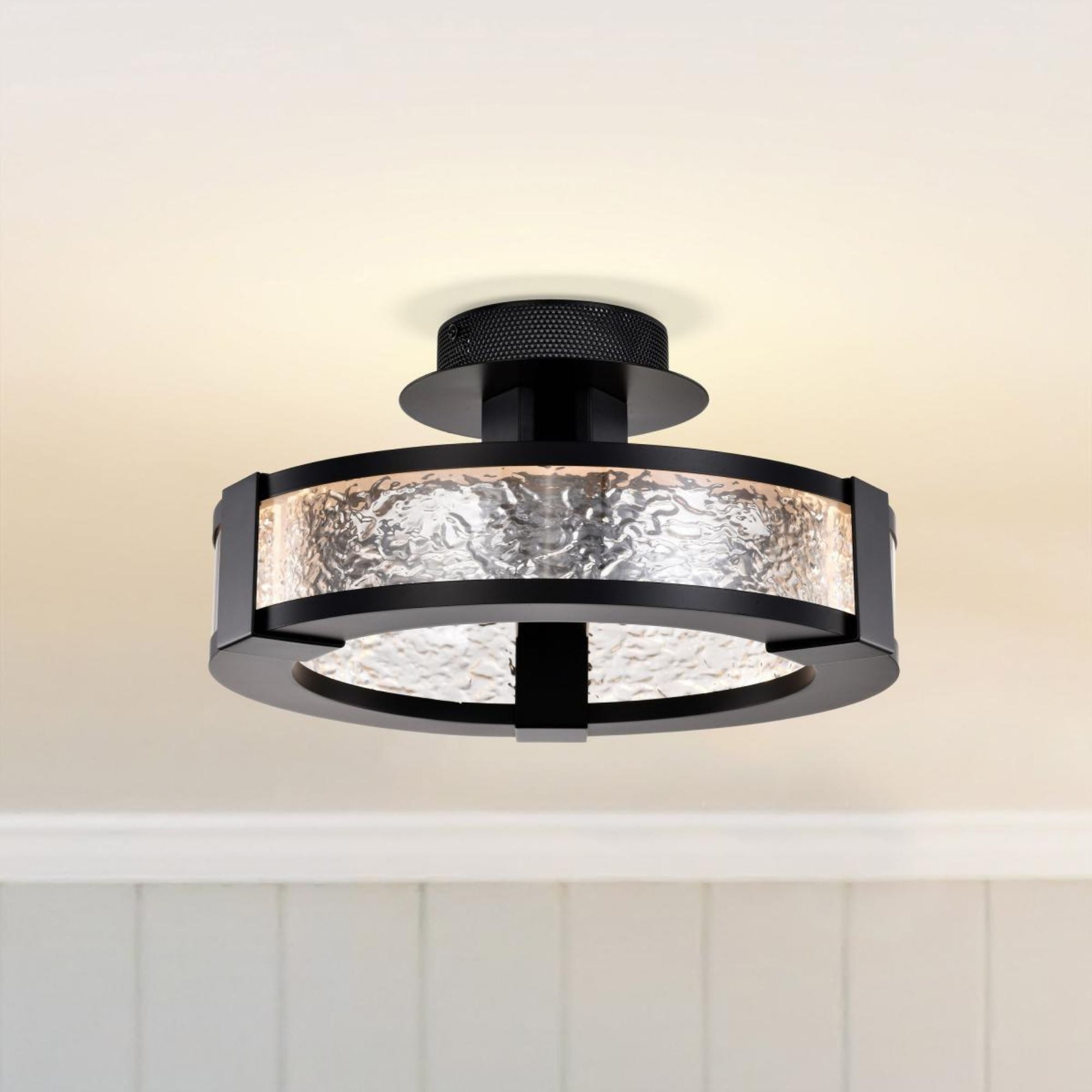 Darrow 14" LED Semi-flush Mount, Matte Black Finish