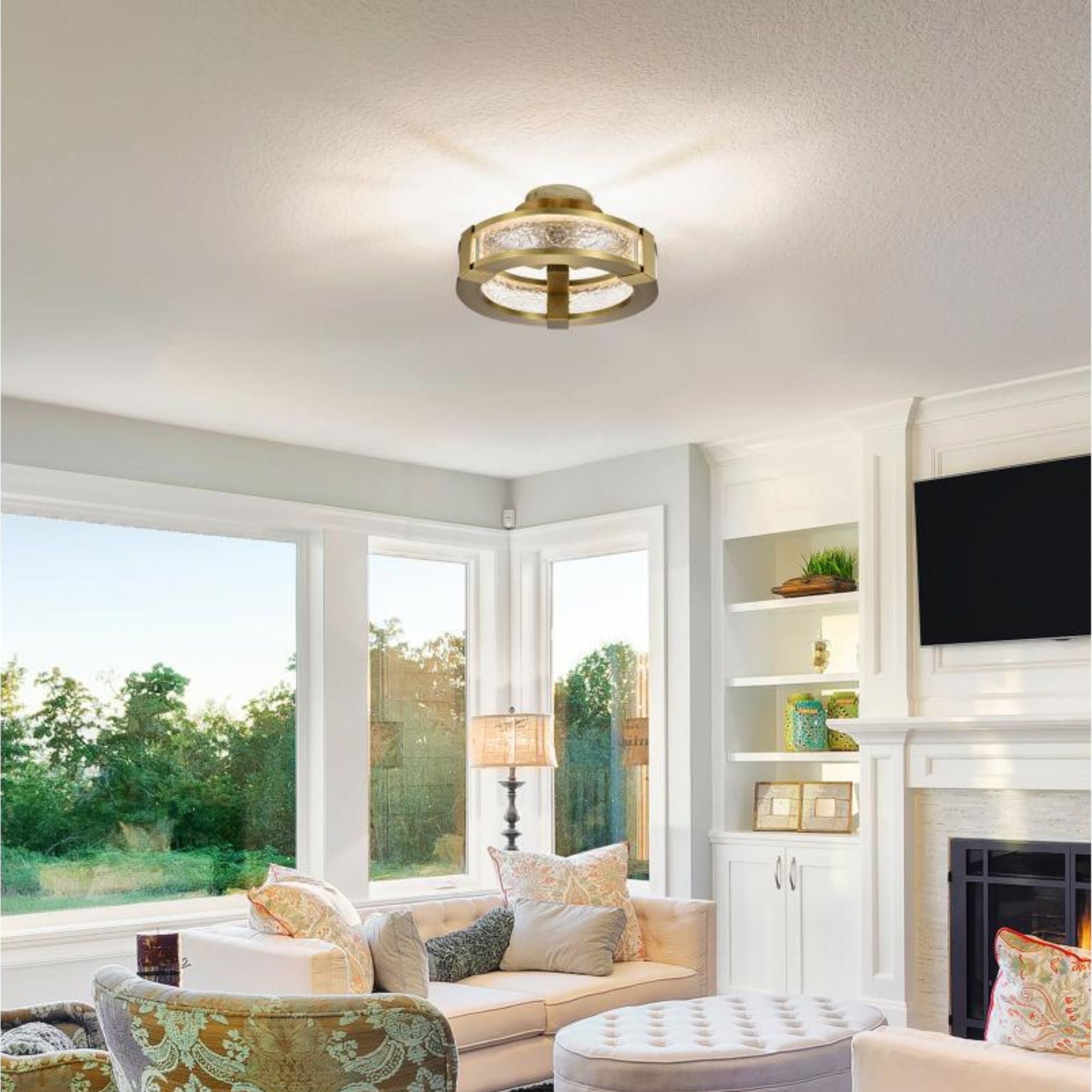 Darrow 14" LED Semi-flush Mount, Vintage Brass Finish