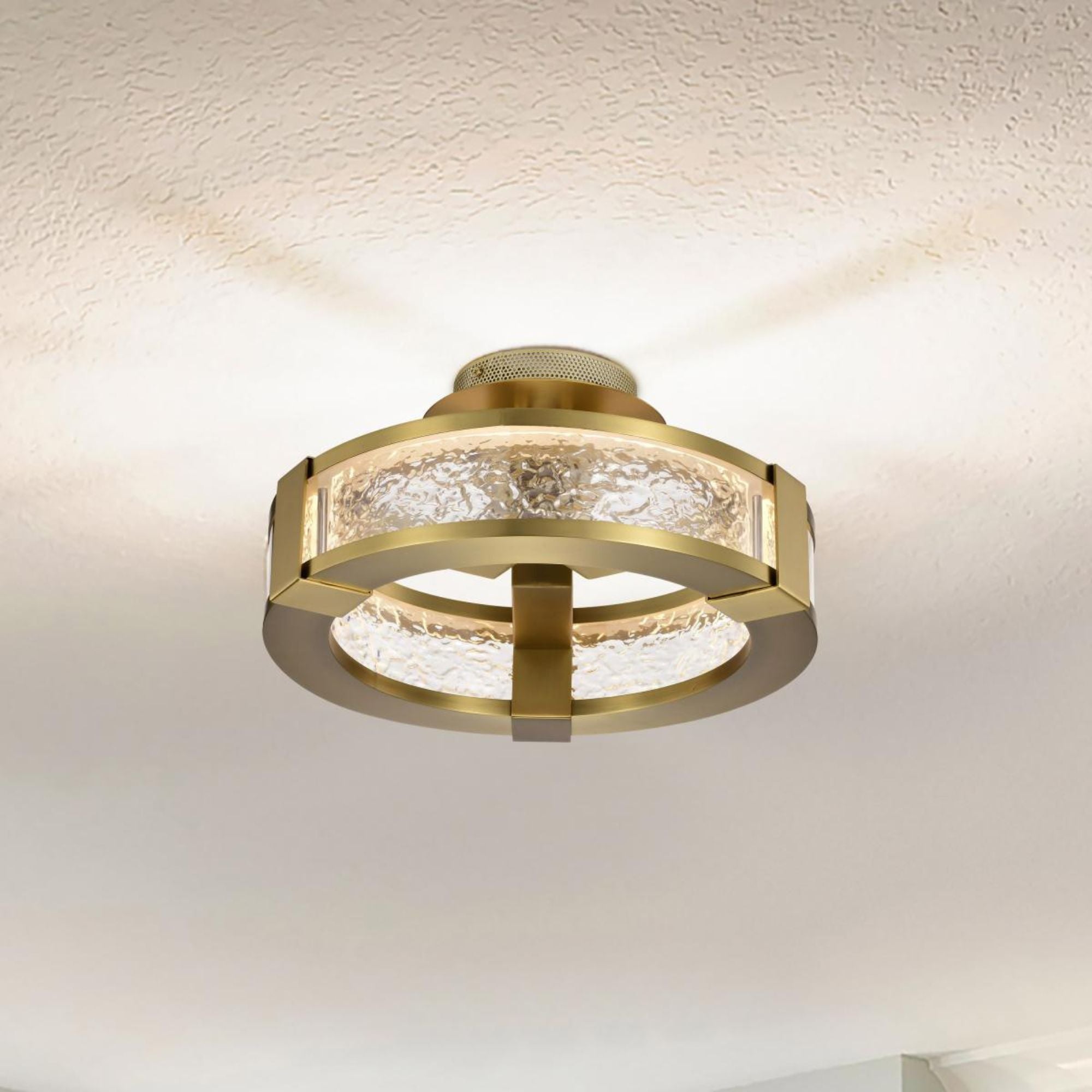 Darrow 14" LED Semi-flush Mount, Vintage Brass Finish