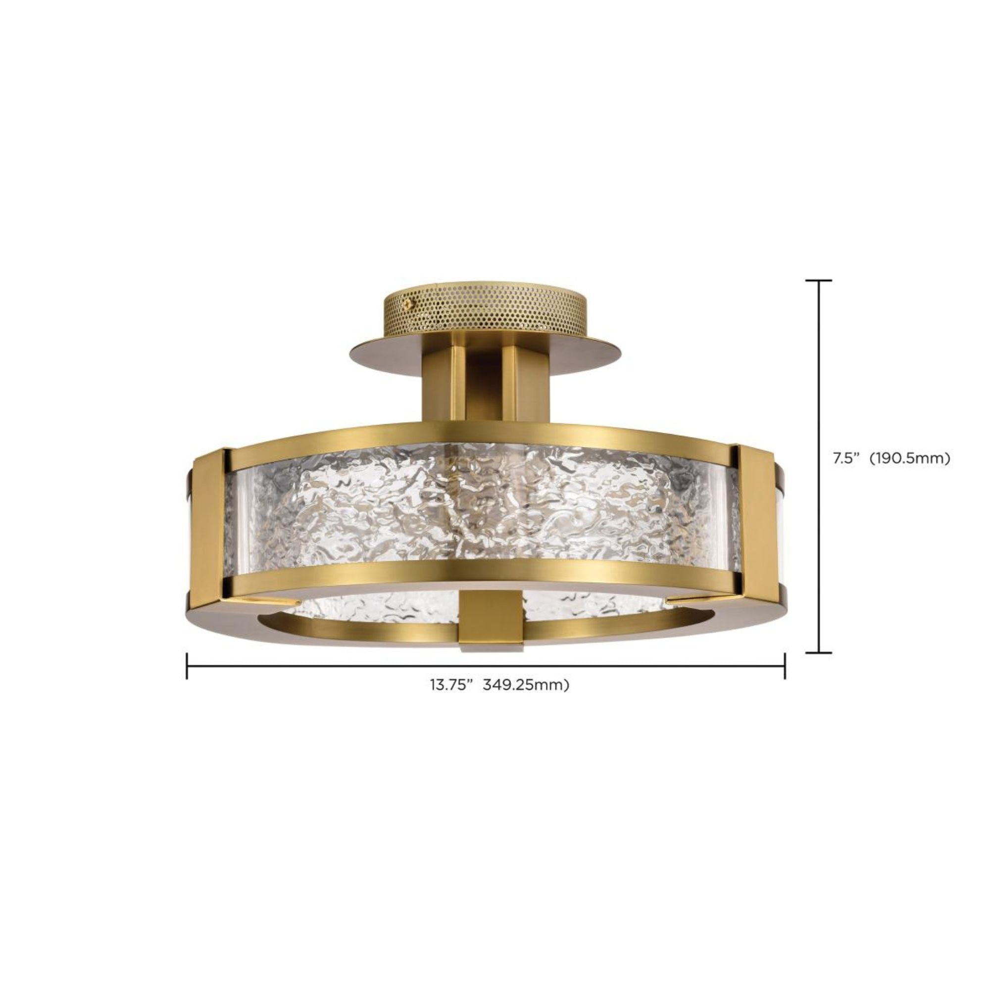 Darrow 14" LED Semi-flush Mount, Vintage Brass Finish