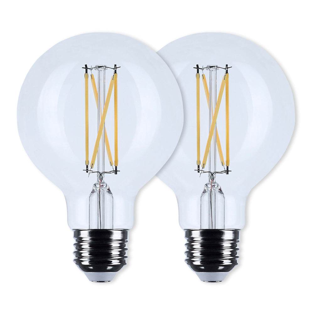 G25 Filament LED Globe Bulb, 5 Watts, 350 Lumens, 2700K, E26 Medium Base, Clear, Pack of 2