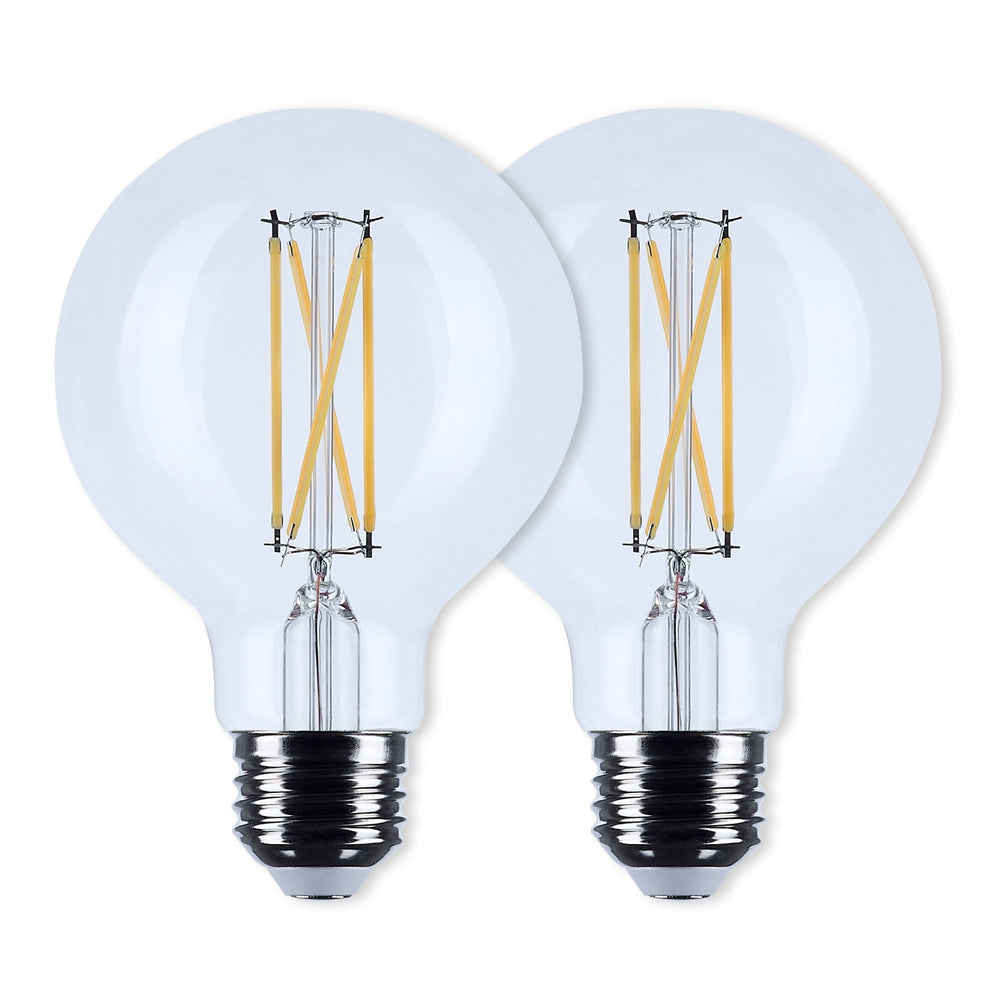 G25 Filament LED Globe Bulb, 5 Watts, 350 Lumens, 3000K, E26 Medium Base, Clear, Pack of 2