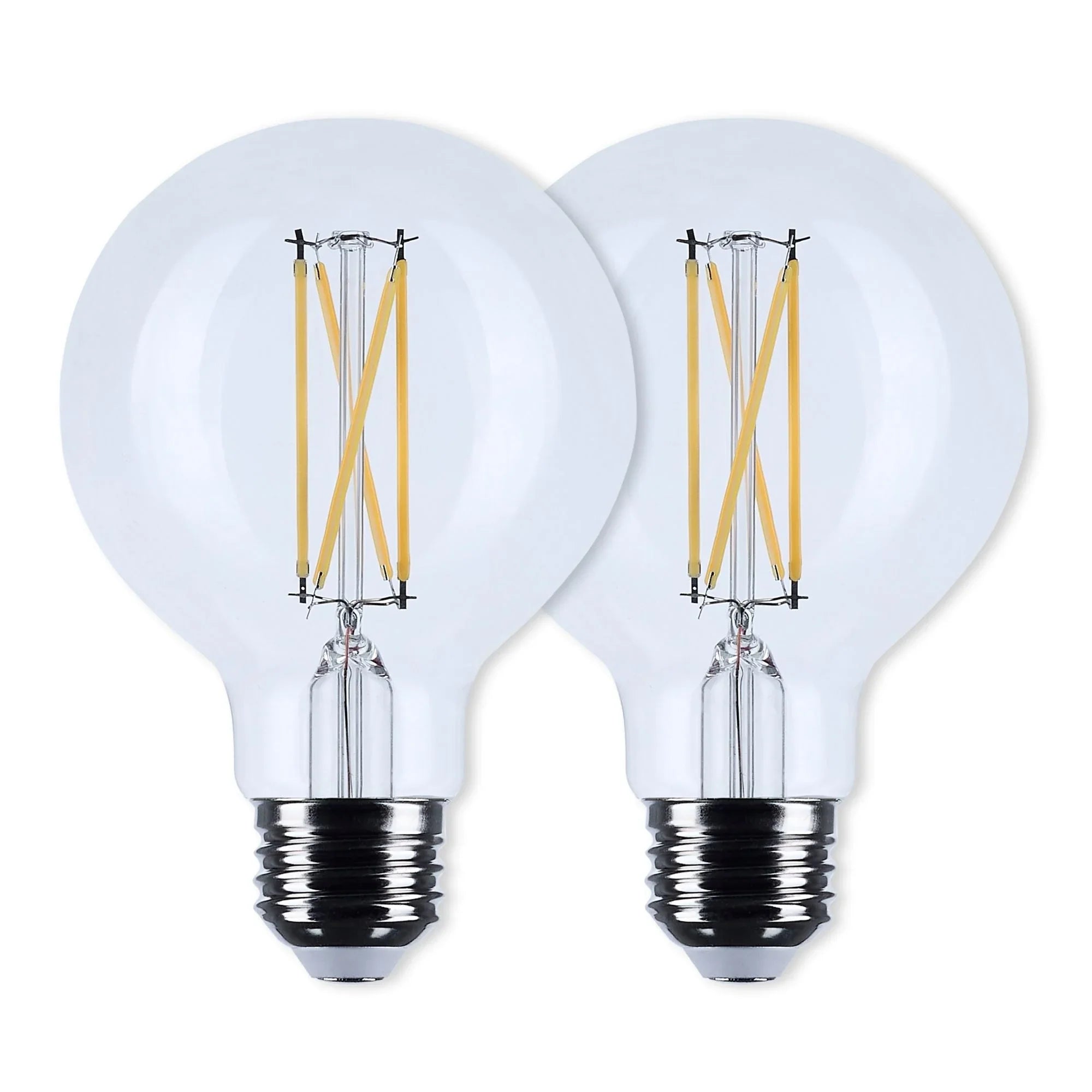 G25 Filament LED Globe Bulb, 5 Watts, 350 Lumens, 3000K, E26 Medium Base, Clear, Pack of 2