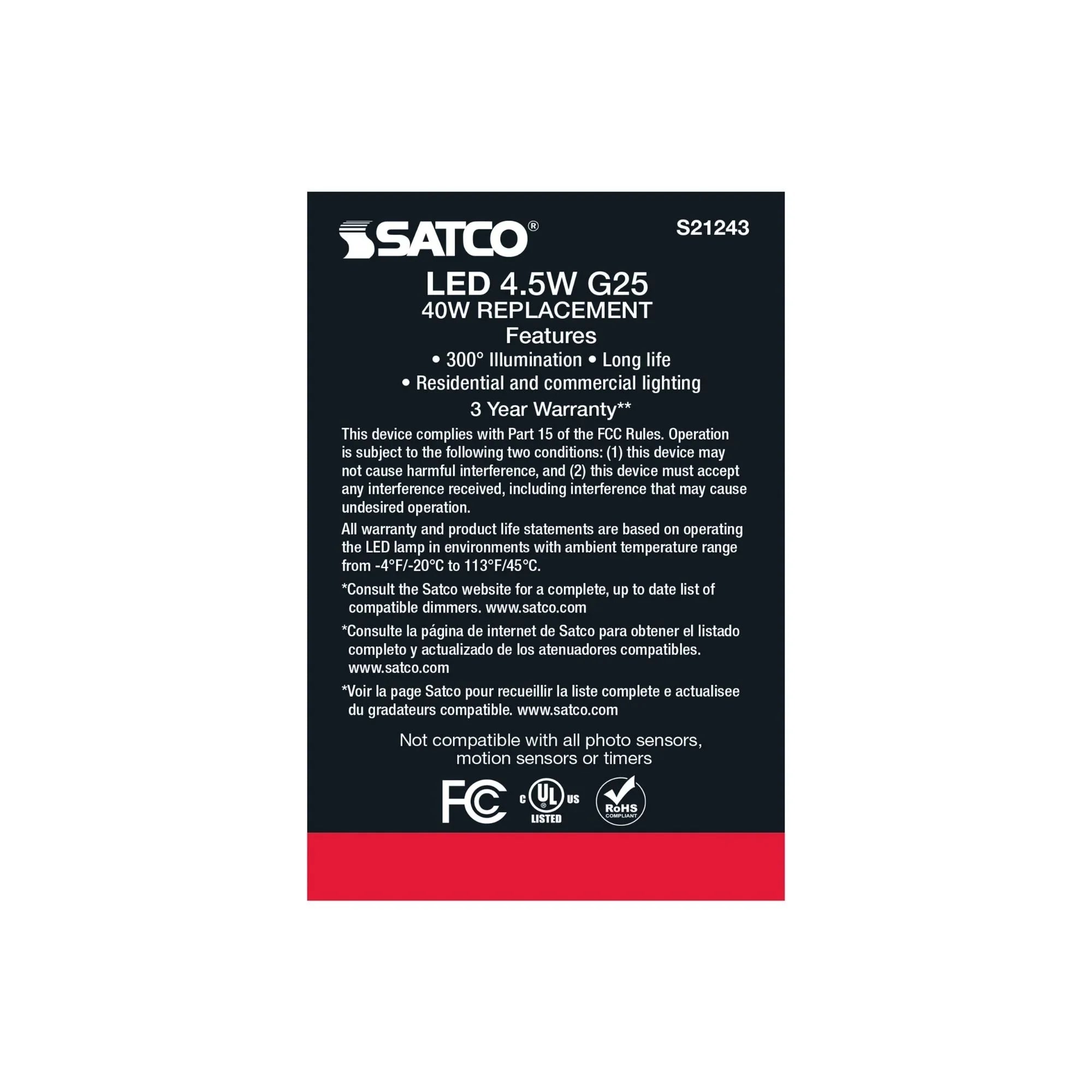 G25 Filament LED Globe Bulb, 5 Watts, 350 Lumens, 3000K, E26 Medium Base, Clear, Pack of 2