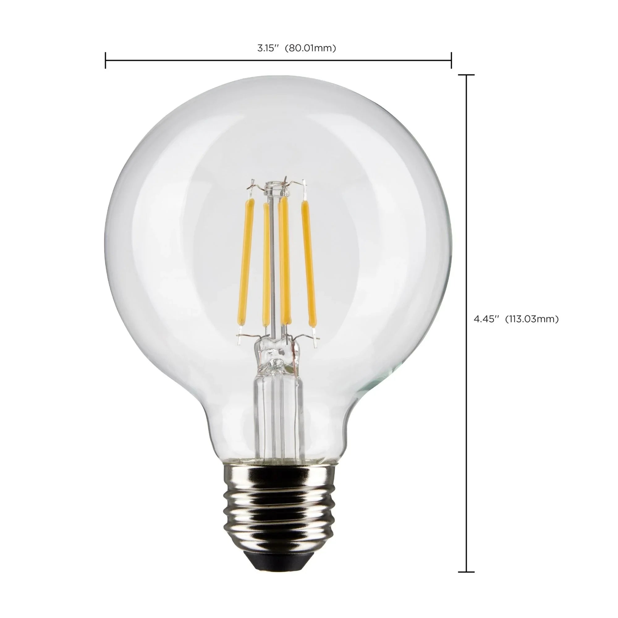 G25 Filament LED Globe Bulb, 5 Watts, 350 Lumens, 3000K, E26 Medium Base, Clear, Pack of 2