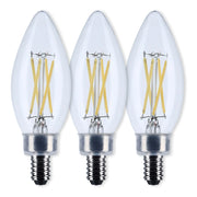 B11 Candle Filament LED Bulb, 40W Equal, 4W, 350lm, 2700K, E12 Candelabra, Clear, Pack of 3