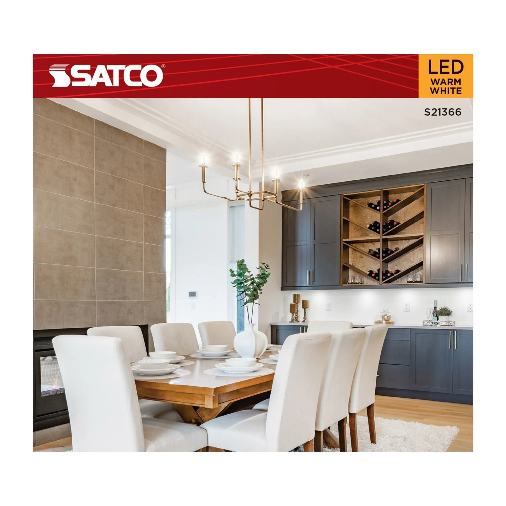 B11 Candle Filament LED Bulb, 40W Equal, 4W, 350lm, 2700K, E12 Candelabra, Clear, Pack of 3