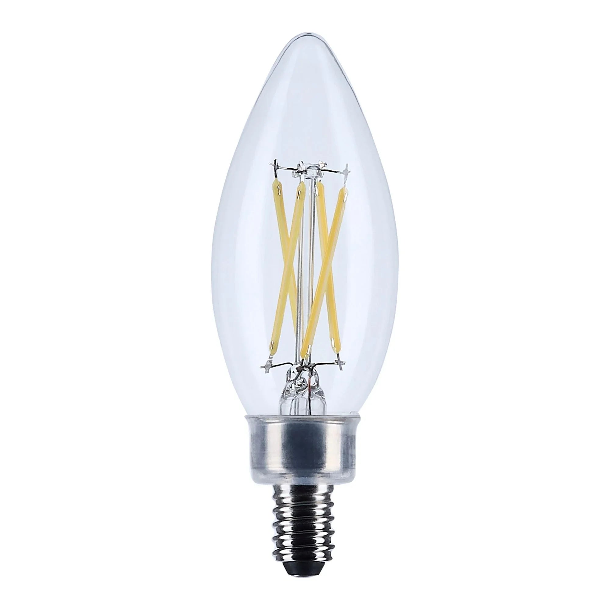 B11 Candle Filament LED Bulb, 40W Equal, 4W, 350lm, 3000K, E12 Candelabra, Clear, Pack of 3