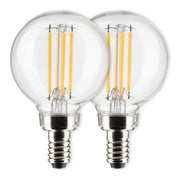 G16.5 Filament LED Globe Bulb, 4W, 350 Lumens, 40W Equal, 2700K, E12 Base, Clear, Pack of 2