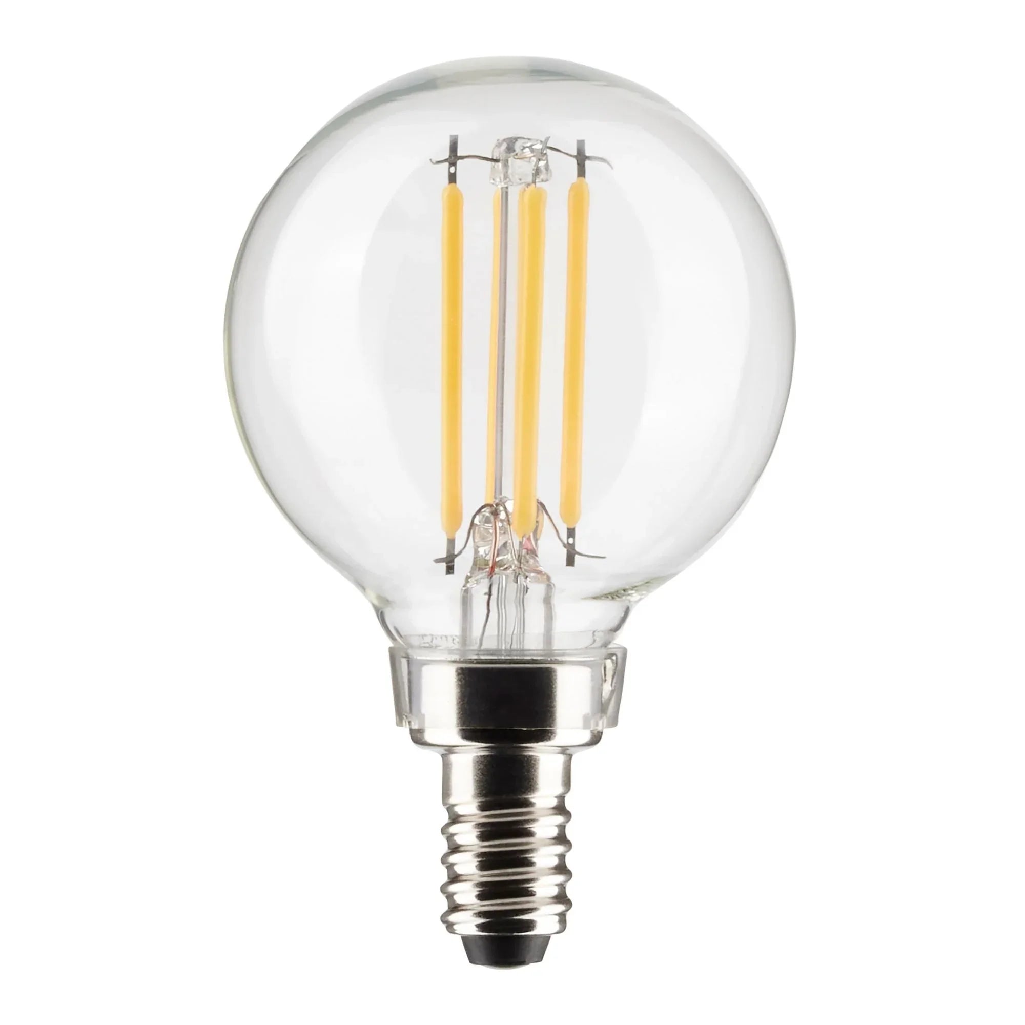 G16.5 Filament LED Globe Bulb, 4W, 350 Lumens, 40W Equal, 2700K, E12 Base, Clear, Pack of 2