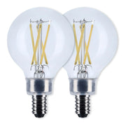 G16.5 Filament LED Globe Bulb, 6W, 500 Lumens, 60W Equal, 2700K, E12 Base, Clear, Pack of 2