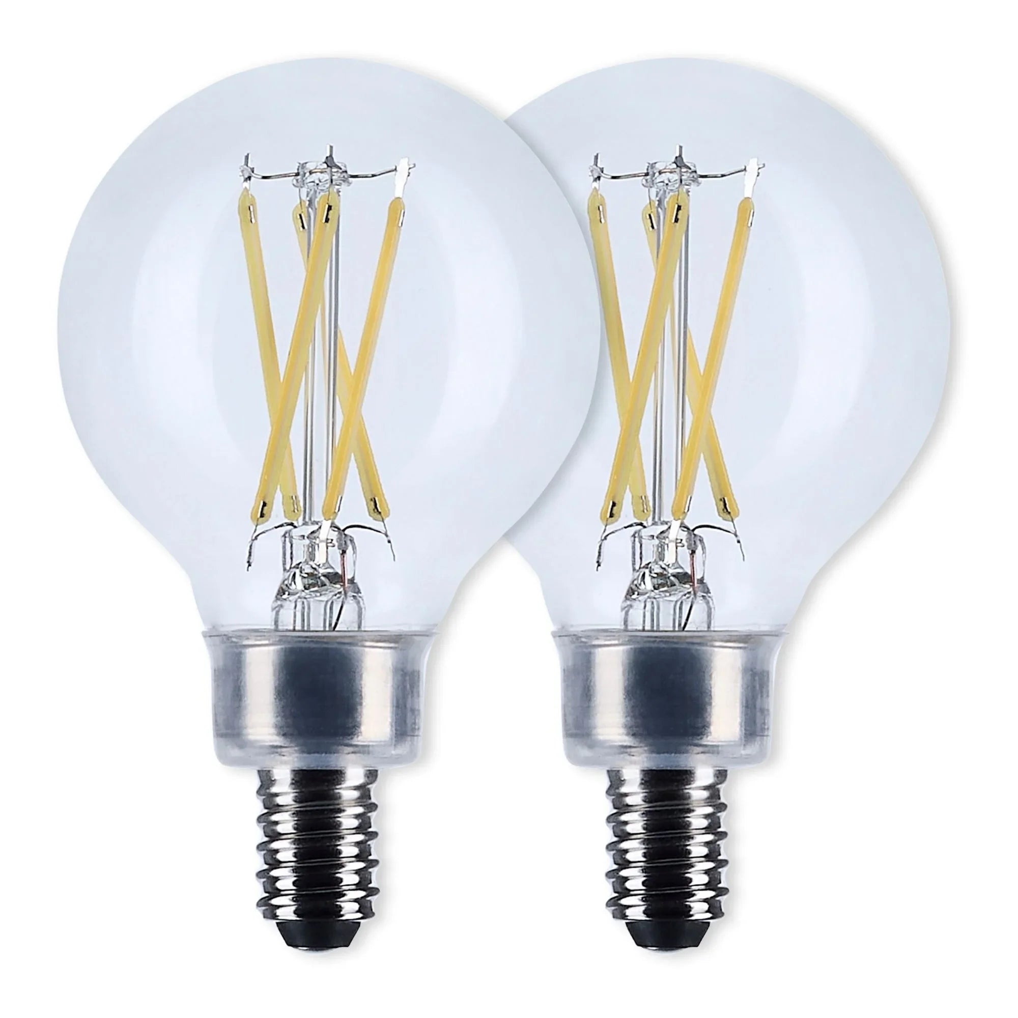 G16.5 Filament LED Globe Bulb, 6W, 500 Lumens, 60W Equal, 2700K, E12 Base, Clear, Pack of 2