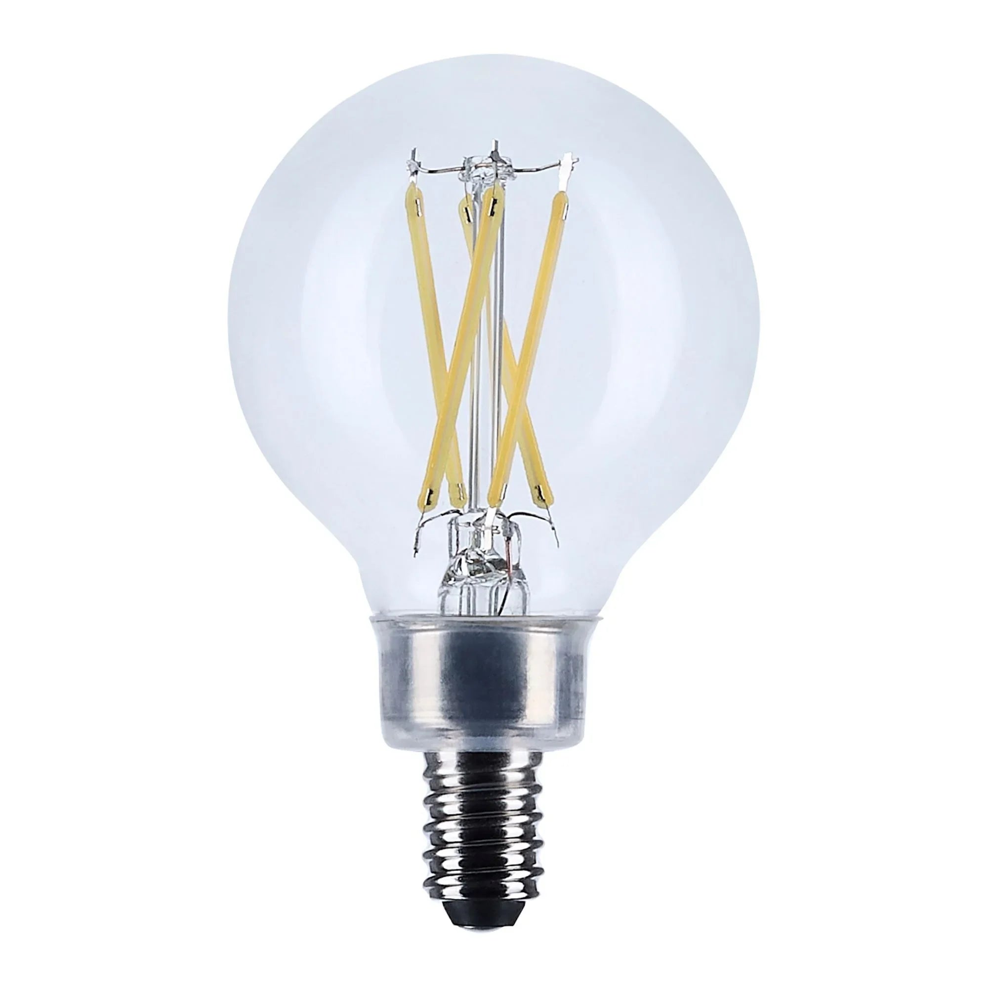 G16.5 Filament LED Globe Bulb, 6W, 500 Lumens, 60W Equal, 2700K, E12 Base, Clear, Pack of 2