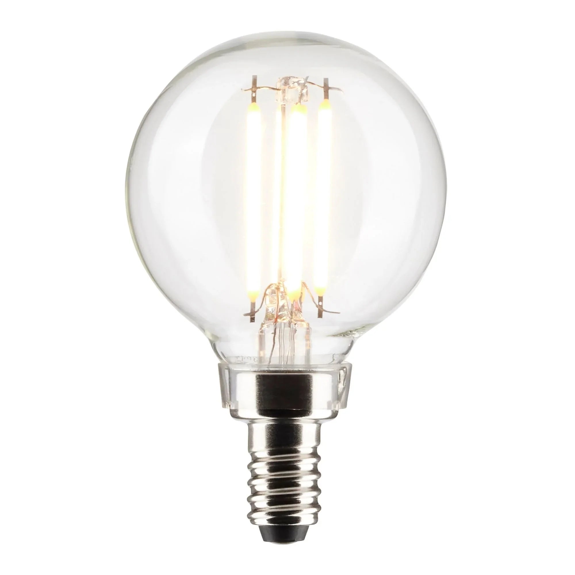 G16.5 Filament LED Globe Bulb, 6W, 500 Lumens, 60W Equal, 2700K, E12 Base, Clear, Pack of 2