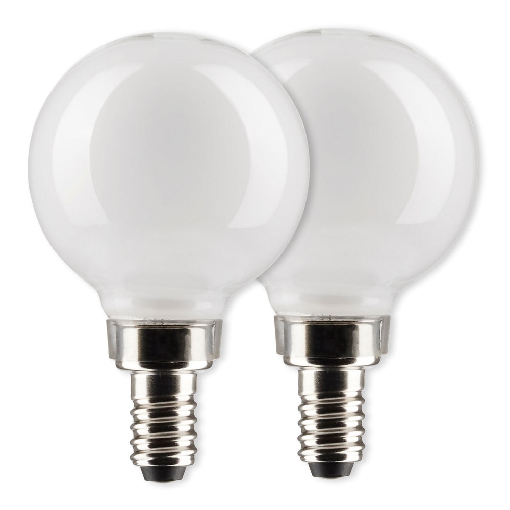 G16.5 LED Globe Bulb, 6W, 500 Lumens, 60W Equal, 2700K, E12 Base, Frosted, Pack of 2