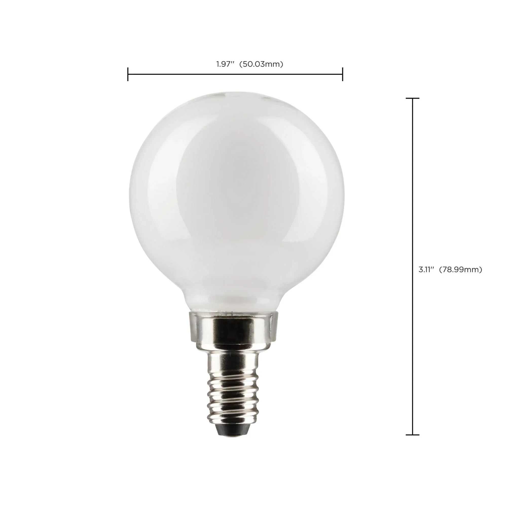 G16.5 LED Globe Bulb, 6W, 500 Lumens, 60W Equal, 2700K, E12 Base, Frosted, Pack of 2