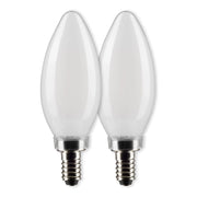 B11 Candle LED Bulb, 6W, 500 Lumens, 2700K, E12 Candelabra Base, Frosted Finish, Pack of 2