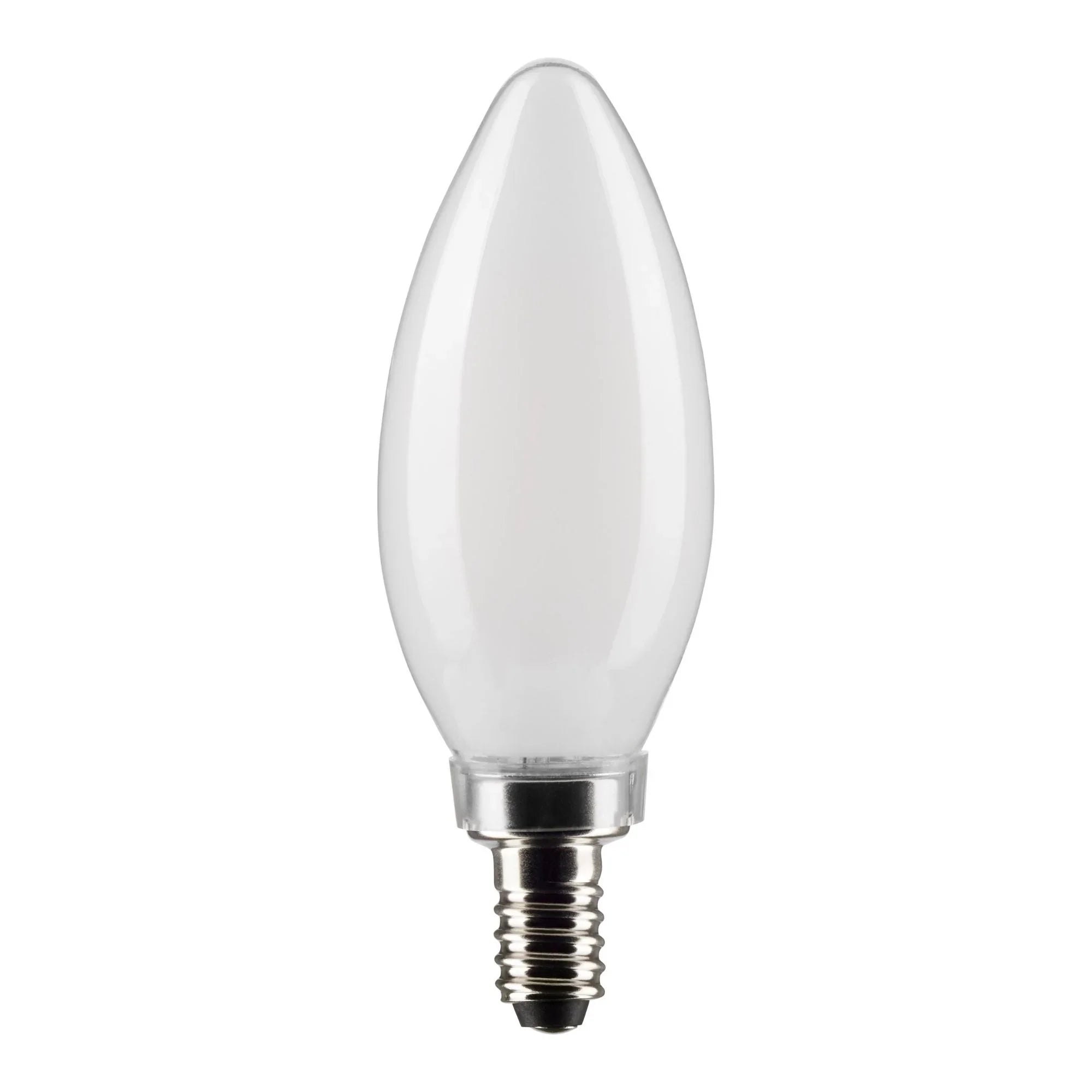 B11 Candle LED Bulb, 6W, 500 Lumens, 2700K, E12 Candelabra Base, Frosted Finish, Pack of 2