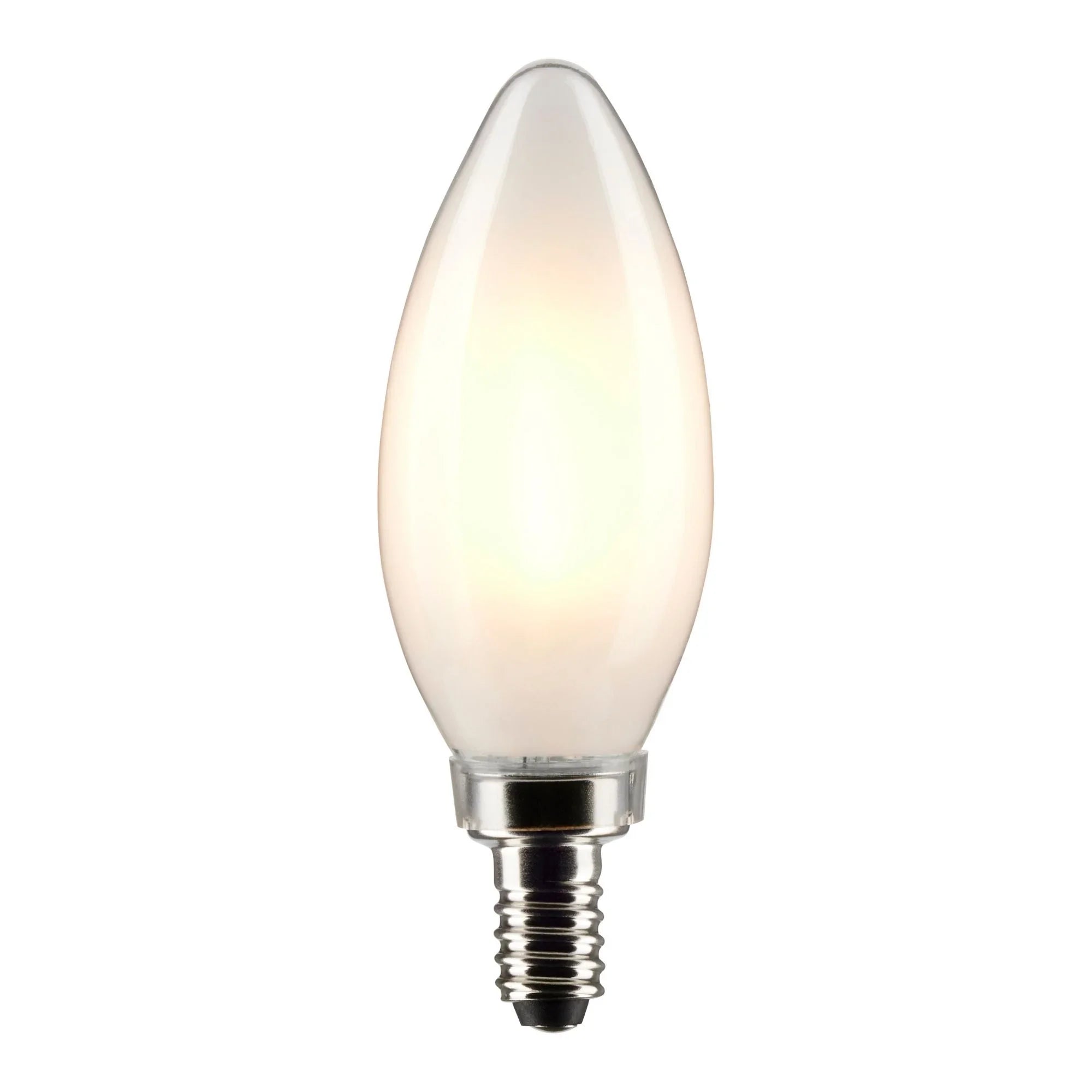 B11 Candle LED Bulb, 6W, 500 Lumens, 2700K, E12 Candelabra Base, Frosted Finish, Pack of 2