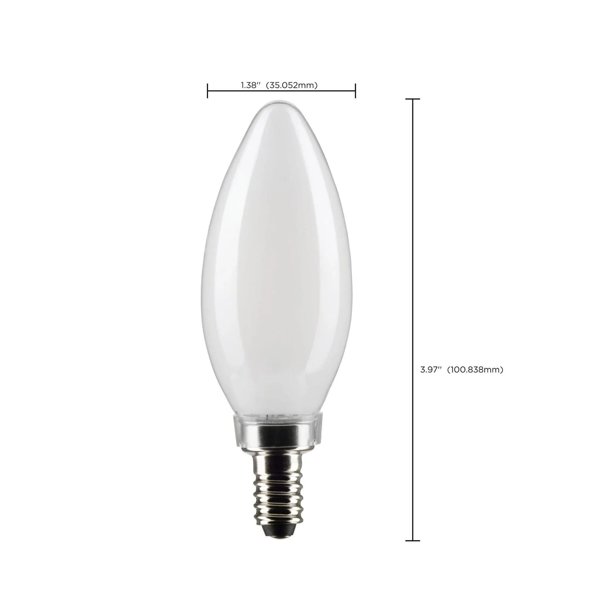 B11 Candle LED Bulb, 6W, 500 Lumens, 2700K, E12 Candelabra Base, Frosted Finish, Pack of 2