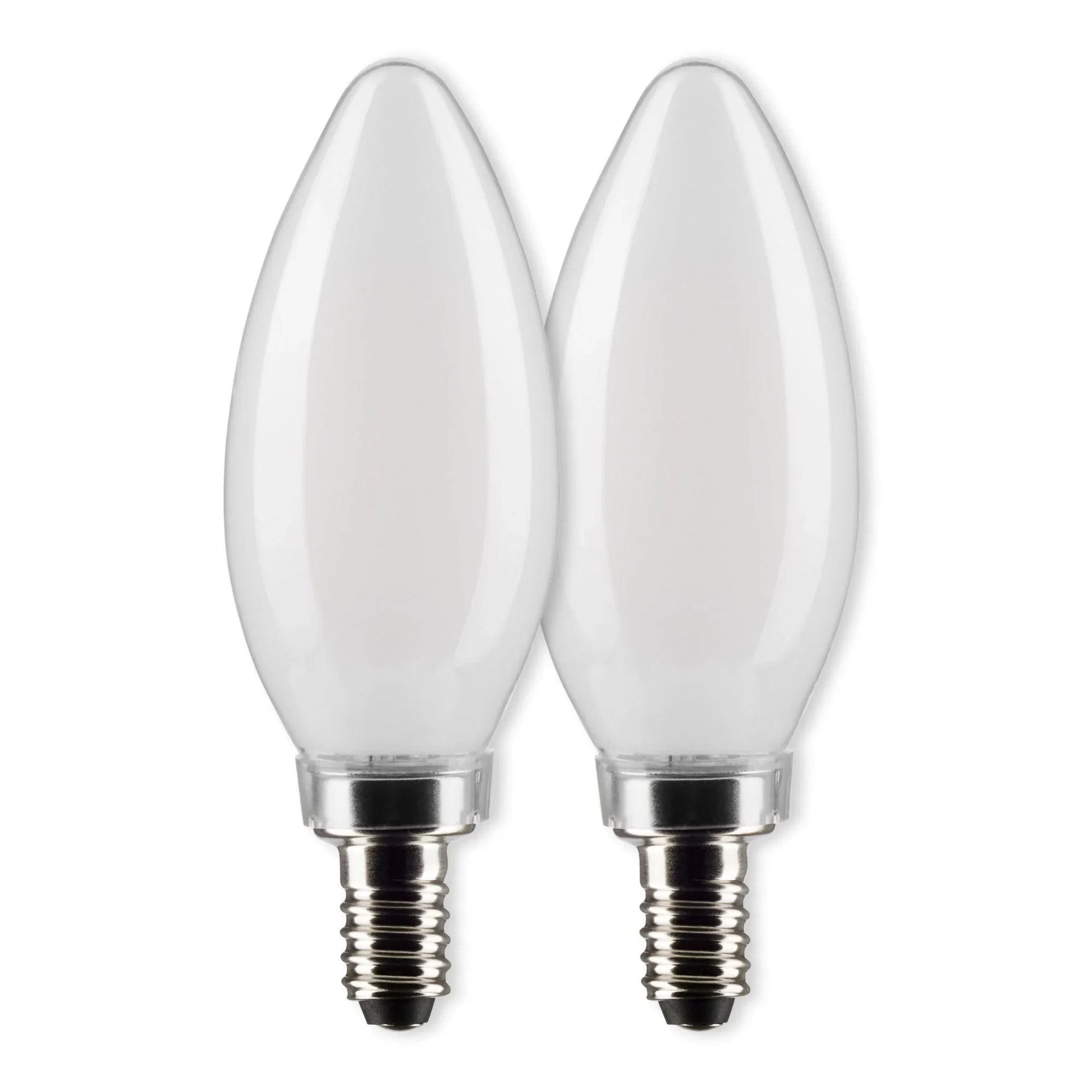 B11 Candle LED Bulb, 6W, 500 Lumens, 5000K, E12 Candelabra Base, Frosted Finish, Pack of 2