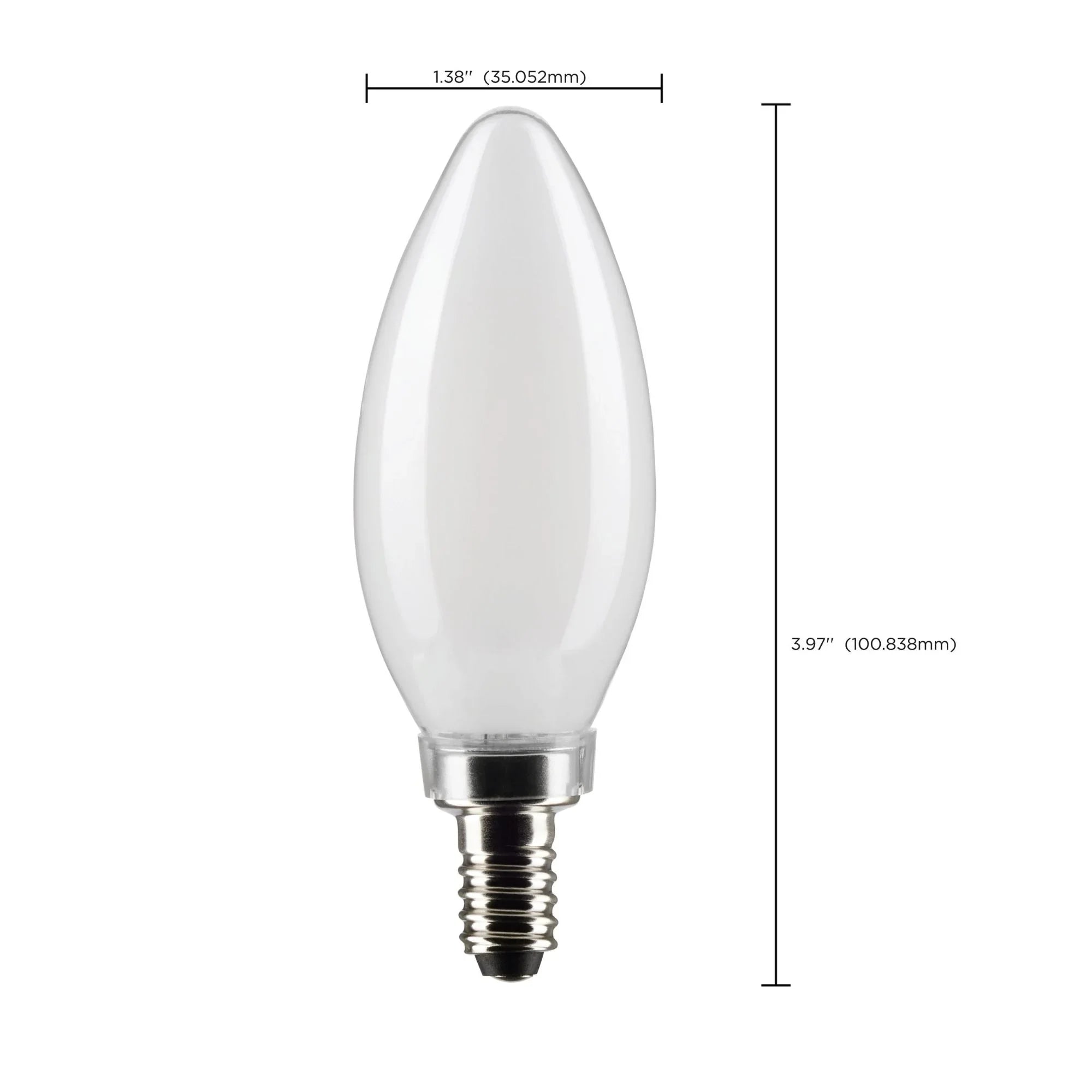 B11 Candle LED Bulb, 6W, 500 Lumens, 5000K, E12 Candelabra Base, Frosted Finish, Pack of 2
