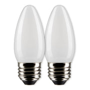 B11 Candle LED Bulb, 6 Watts, 500 Lumens, 2700K, E26 Medium Base, Frosted Finish, Pack of 2