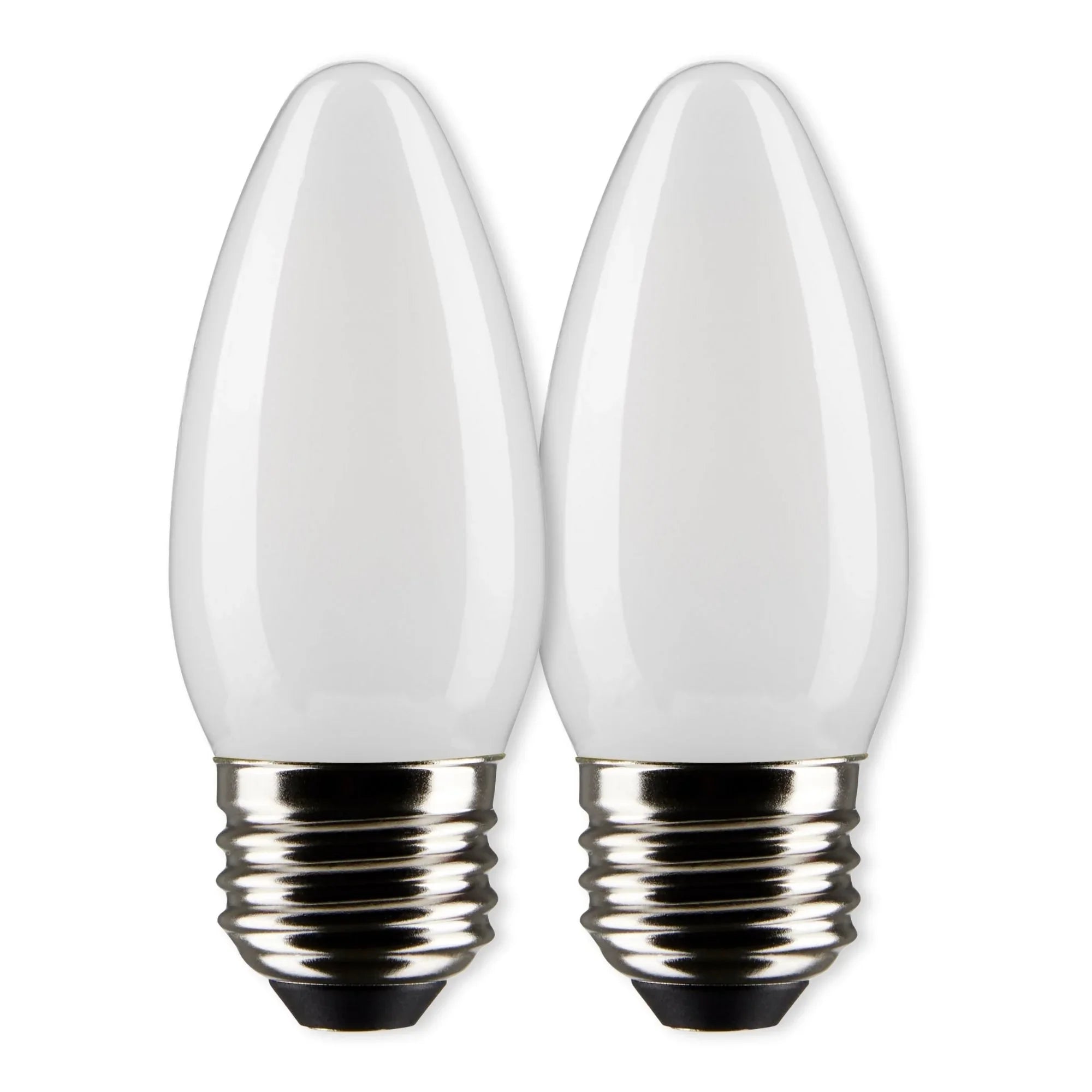 B11 Candle LED Bulb, 6 Watts, 500 Lumens, 2700K, E26 Medium Base, Frosted Finish, Pack of 2
