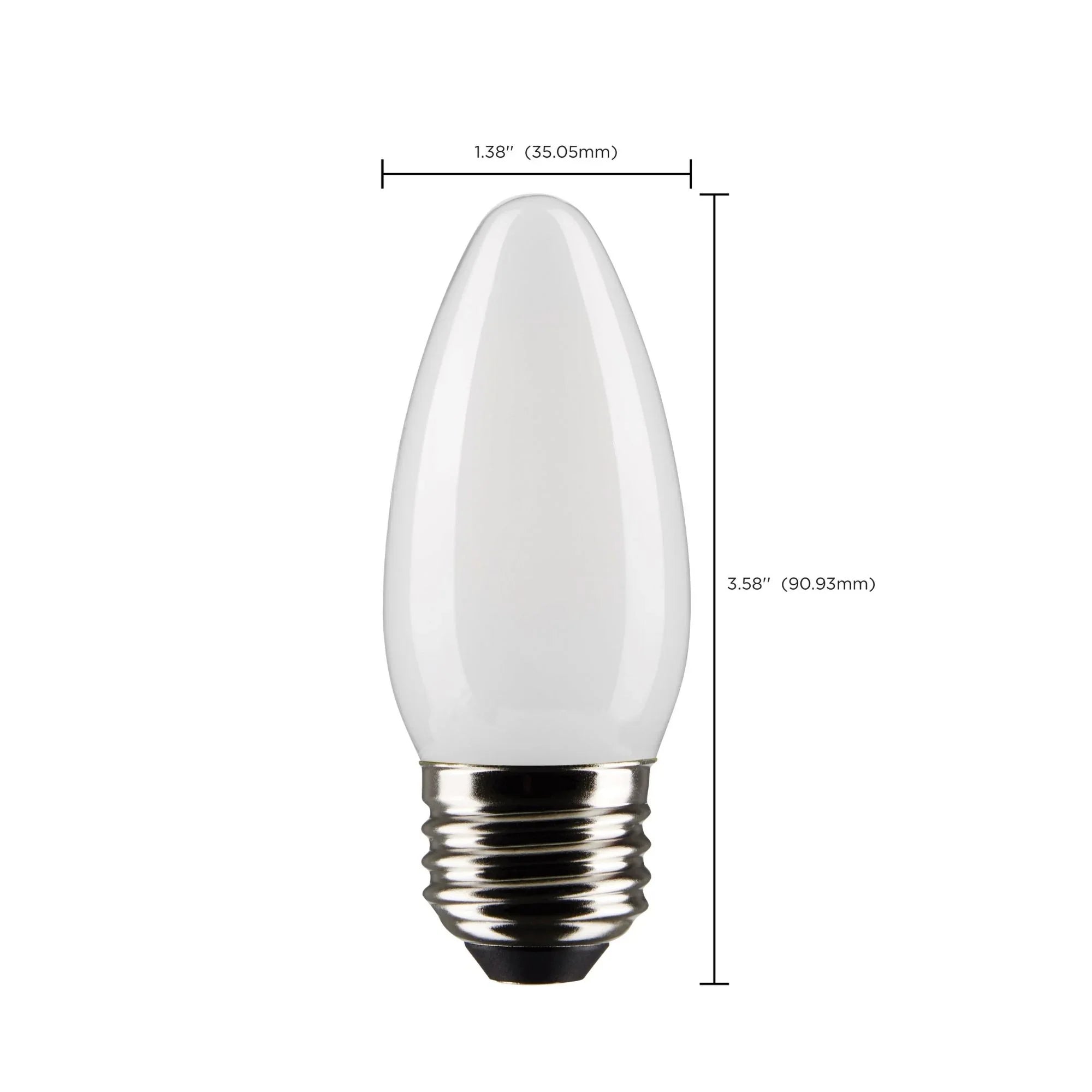 B11 Candle LED Bulb, 6 Watts, 500 Lumens, 2700K, E26 Medium Base, Frosted Finish, Pack of 2