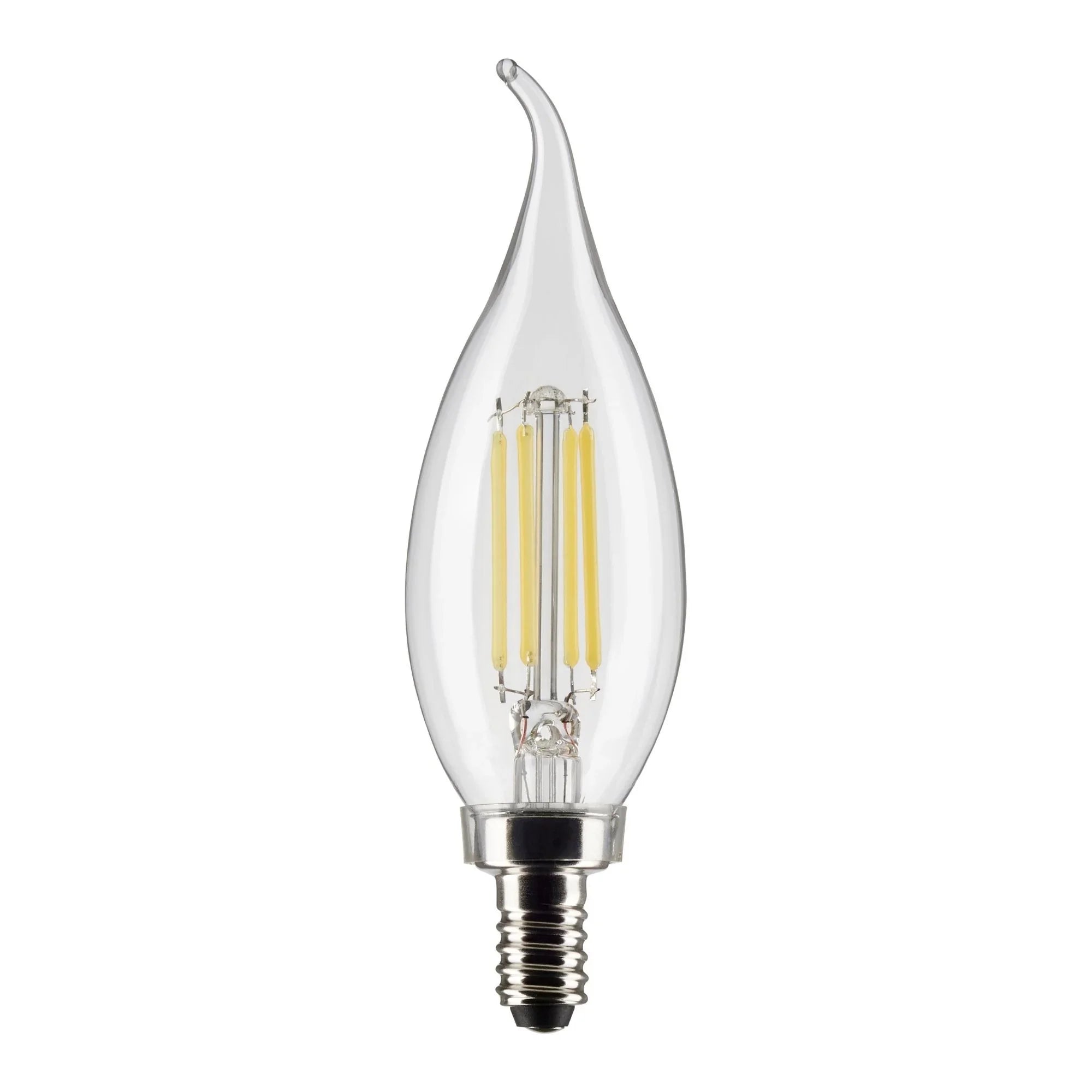 CA10 Filament LED Bulb, 4W, 350lm, 2700K, 40W Equal, E12 Candelabra Base, Clear, Pack of 2