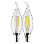 CA10 Filament LED Bulb, 6W, 500lm, 2700K, 60W Equal, E12 Candelabra Base, Clear, Pack of 2