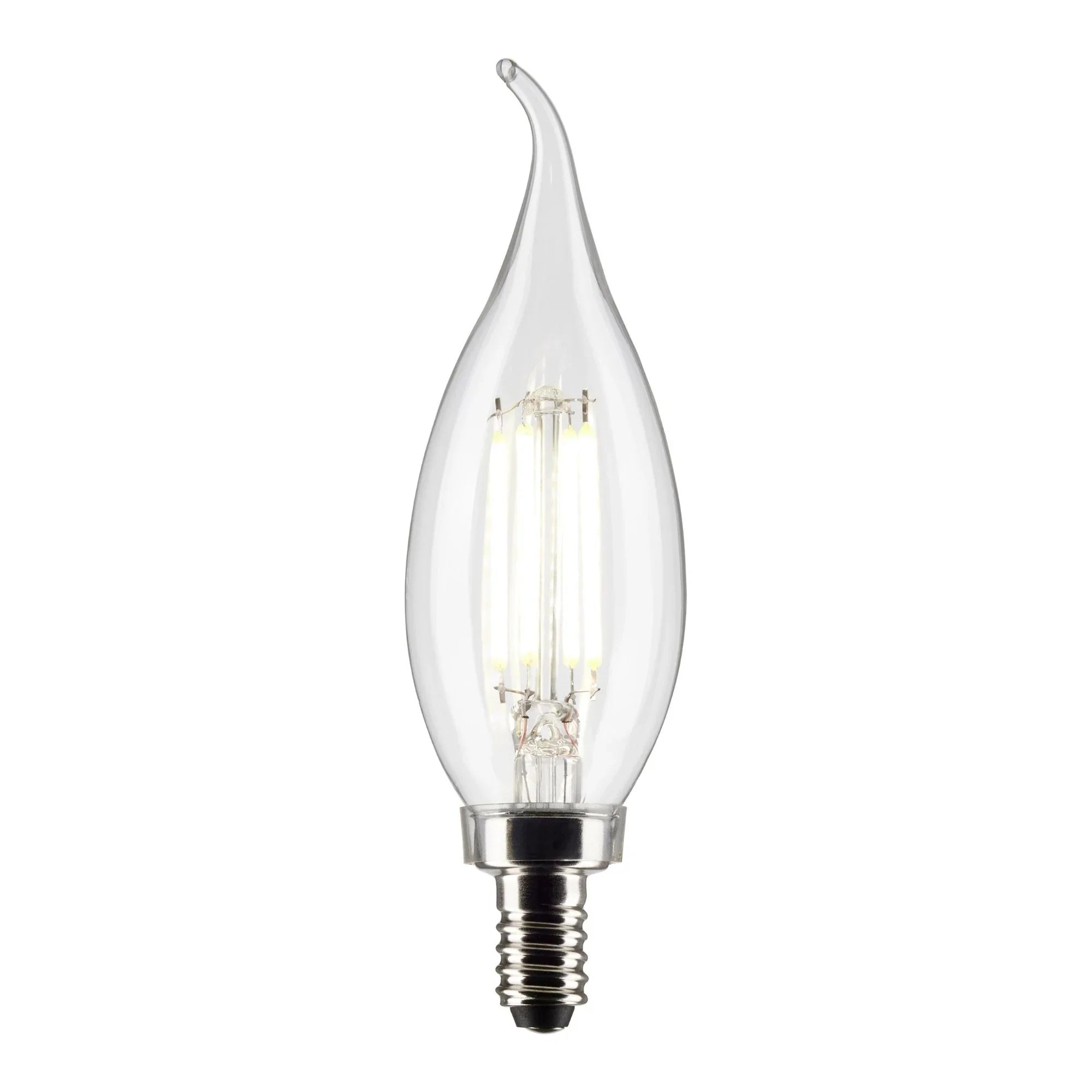 CA10 Filament LED Bulb, 6W, 500lm, 2700K, 60W Equal, E12 Candelabra Base, Clear, Pack of 2