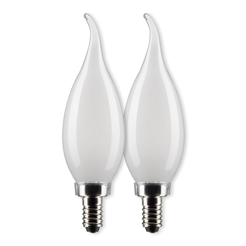 CA10 LED Bulb, 6W, 500lm, 2700K, 60W Equal, E12 Candelabra Base, Frosted Finish, Pack of 2