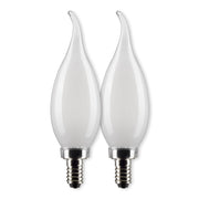 CA10 LED Bulb, 6W, 500lm, 2700K, 60W Equal, E12 Candelabra Base, Frosted Finish, Pack of 2