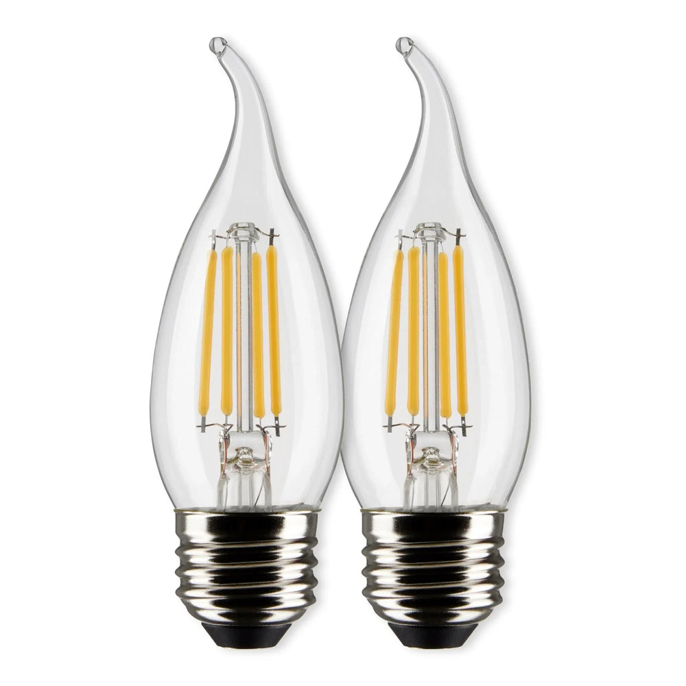 CA10 Filament LED Bulb, 4W, 350lm, 2700K, 40W Equal, E26 Medium Base, Clear, Pack of 2