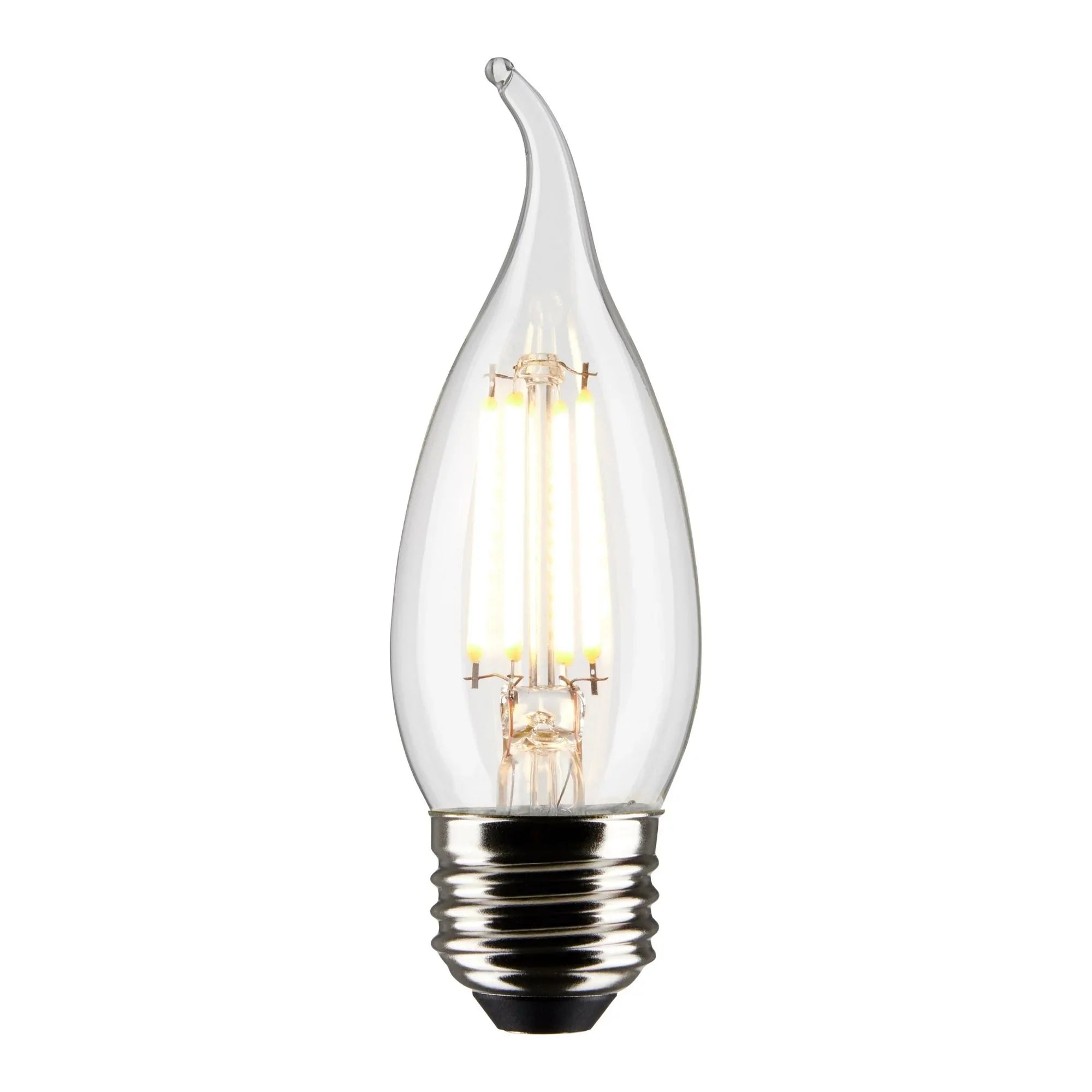 CA10 Filament LED Bulb, 4W, 350lm, 2700K, 40W Equal, E26 Medium Base, Clear, Pack of 2