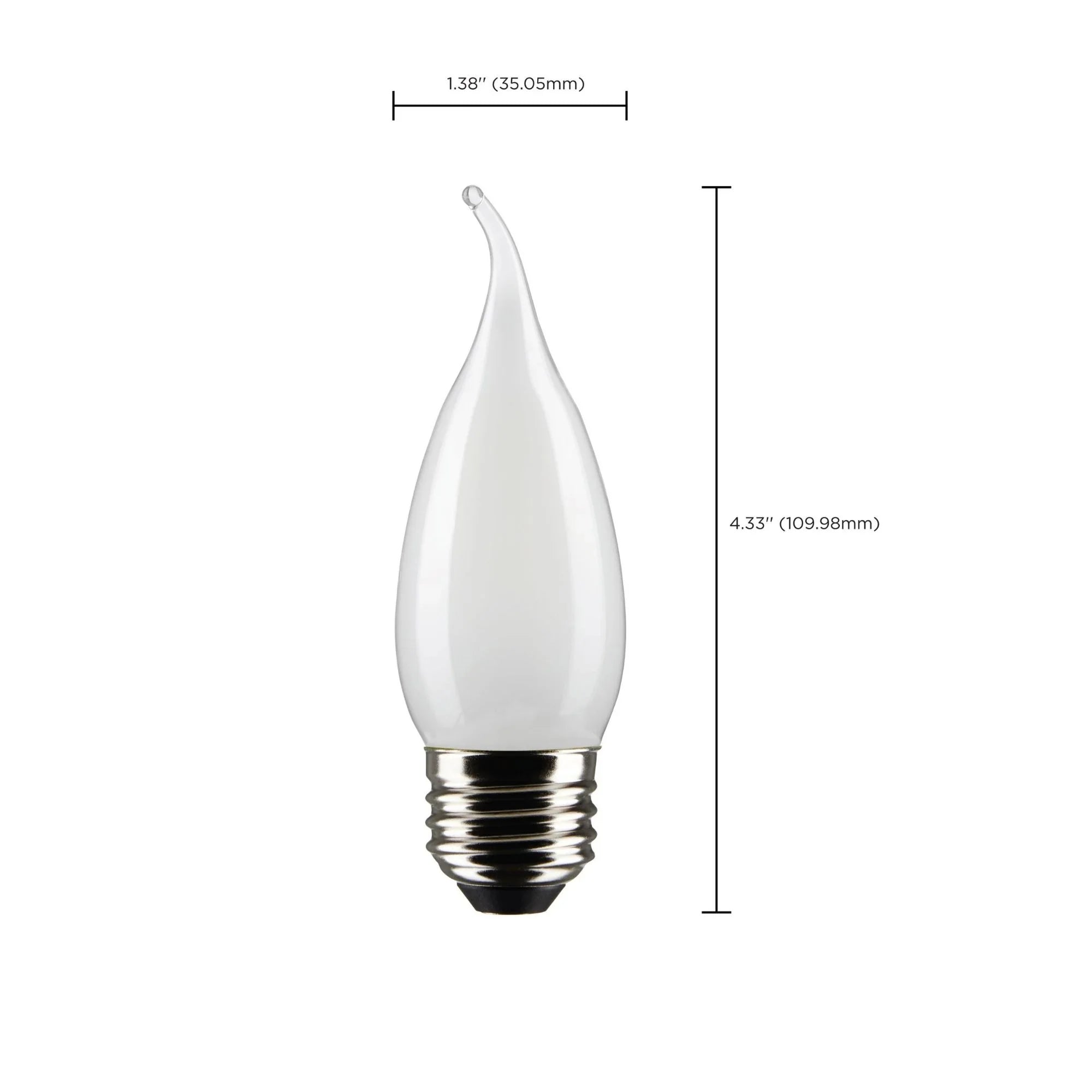 CA10 LED Bulb, 4W, 350lm, 2700K, 40W Equal, E26 Medium Base, Frosted Finish, Pack of 2