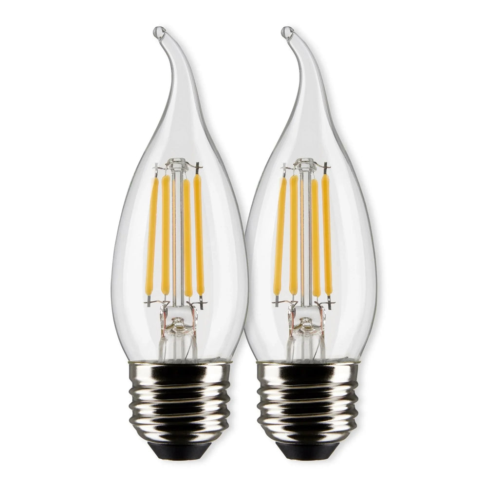 CA10 Filament LED Bulb, 6W, 500lm, 2700K, 60W Equal, E26 Medium Base, Clear, Pack of 2
