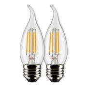 CA10 Filament LED Bulb, 6W, 500lm, 2700K, 60W Equal, E26 Medium Base, Clear, Pack of 2